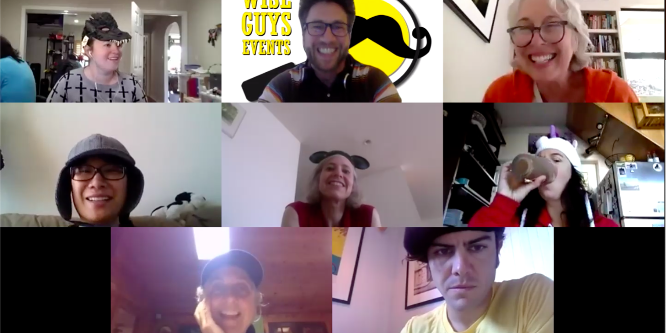 Work colleagues bonding over some remote team building on Zoom