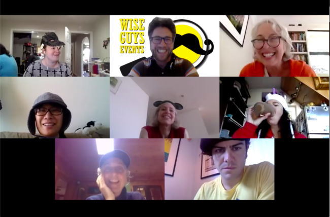 Work colleagues bonding over some remote team building on Zoom